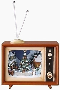 Animated Christmas Scene T.V Music Box