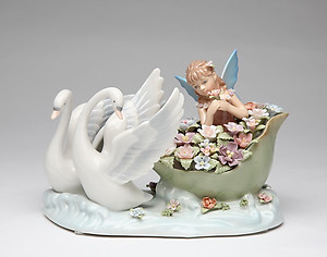 Swans with Fairy Porcelain Music Box