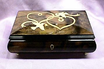 Double Heart with Doves Inlaid Italian Music Box 
