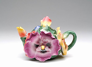 Porcelain Decorative Pansy Teapot